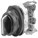 800H-JR5A Interruptor selector, posiciones 3, retorno por resorte, momentáneo, perilla negra, 1NO/1NC 30mm