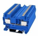 Bornera 2.5mm² marca DINKLE Serie DP; Amperaje 20A, calibre 26-12AWG, Nivel 1, Push-in, Azul          