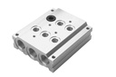 Base Manifold con salida comun  marca CAMOZZI Serie 4 CNVL; Posiciones 6 Diametro 1/4in              